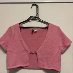 H &M DIVIDED ピンク ショート丈 カーディガン Mのサムネイル