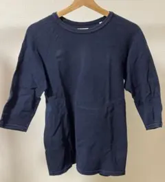 ハリウッドランチマーケット　ストレッチフライス 七分丈Tシャツ　ネイビー