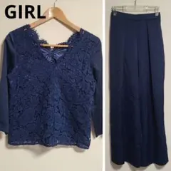 GIRL ガール レーストップス タックワイドパンツ セットアップ オケージョン