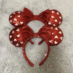 ディズニー　ミニーカチューシャ　スパンコール　2個セット　単品売り可