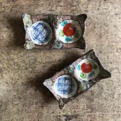 【新品・送料込】波佐見焼 椿地紋 ２品皿 ２枚のサムネイル