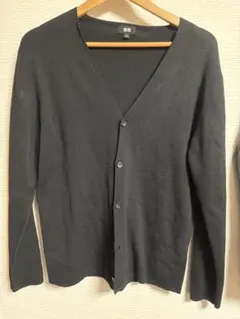ユニクロ　UNIQLO ミラノリブVネックカーディガン（長袖）　L 黒のサムネイル