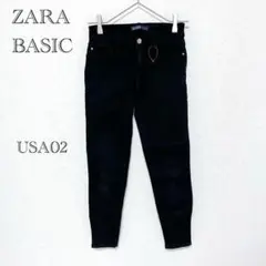 ザラベーシック カジュアルパンツ 【USA02】 黒 ストレッチ 細身 春夏秋冬