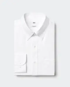 ユニクロ スーパーノンアイロンスリムフィットシャツ ボタンダウン 長袖 S 白