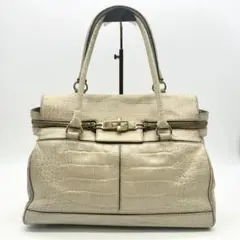 D981 伊製 MAXMARA トートバッグ レザー クロコ型押し A4のサムネイル