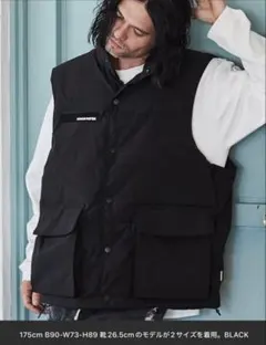 ADAMPATEK/back coatingルーズシルエット中綿ビッグベスト