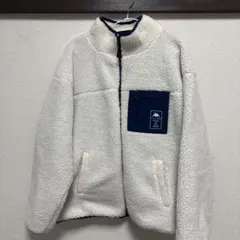 【美品】Kappa カッパ ボアフリースジャケット 胸ポケット 切替 XL 白