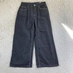 SHEIN シーイン デニム調 ワイドパンツ カジュアルパンツ ブラックXL
