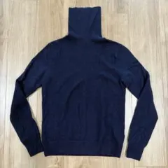 【美品】UNIQLO カシミヤ100% タートルネックセーター ネイビー S