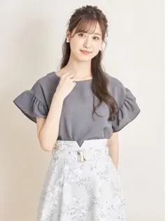 トッコ　グレー　フリル　トップス　半袖　夏　tocco closet  M