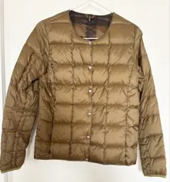 TAION ダウンジャケット　インナーダウン　カーキ　ブラウン　チェック