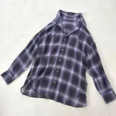 green label relaxing シアー チェック シャツ　パープルのサムネイル