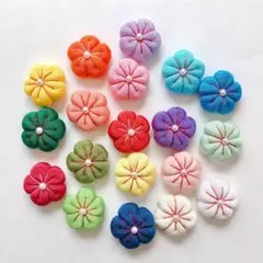 【つまみ細工・吊るし飾り】カラフル桜★２０個セット【ハンドメイド素材に♪】