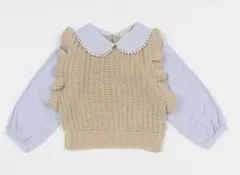 90 プティマイン(petit main)パールニットドッキングトップス