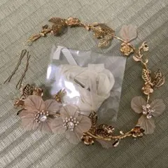ゴールド 花 ヘッドドレス