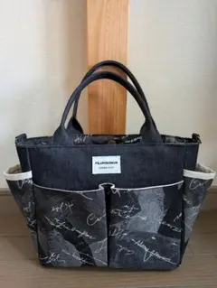 岡山デニム◆デニムポケット英字柄◆ポケット沢山トートバッグ◆ハンドメイド◆