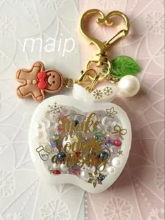 シャカシャカキーホルダー＊Xmasりんご　ホーリーナイト＊シェイカー