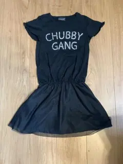 CHUBBY GANG 半袖ワンピース ブラック ストーンロゴ　120のサムネイル