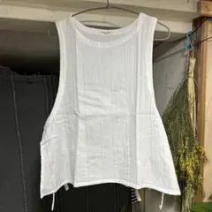 Samansa Mos2 ホワイトノースリーブトップス