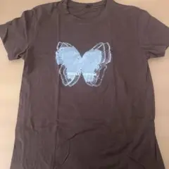 バタフライプリント ブラウン Tシャツ