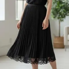 美品 ロペピクニック ROPE' PICNIC スカート（S）黒 裾レースのサムネイル