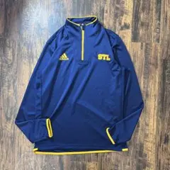 adidas ハーフジップ ジャージ ネイビー イエロー 古着 アメカジ