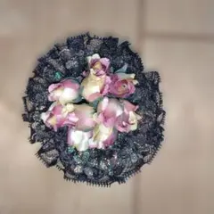 フラワーコサージュ 黒とピンク