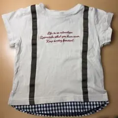 サスペンダー風デザイン Tシャツ ギンガムチェック切替のサムネイル