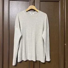 ユニクロ　メリノブレンドリブクルーネックセーター　ニット　M ナチュラルカラー