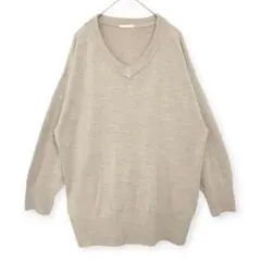 GU◇カシミヤタッチ Vネックニット （M）ベージュ ふわふわ ゆったり