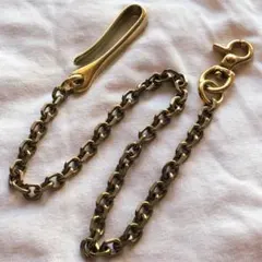 新品 真鍮 真鍮無垢 ウォレットチェーン 全長約46cm 小豆チェーン ブラス