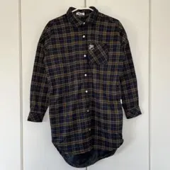 FILA チェック柄 長袖シャツ ネイビー/イエロー