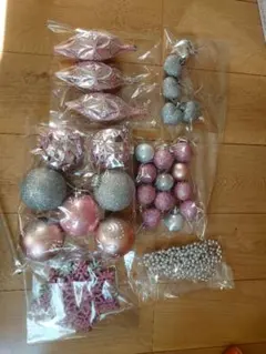 クリスマス　オーナメント　ピンク✕シルバー　キラキララメ　30個