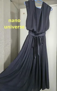 nano universe フレンチスリーブ　プリーツ切替ワンピース