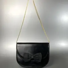 【美品】銀座かねまつ GINZAKANEMATSU　リボンミニレザーバッグ