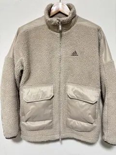 adidas フリースジャケット ベージュ　ボア