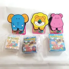 たべっ子どうぶつ　ラバークリップ、マスコットチャーム