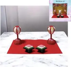 おひな様小物セット　赤　ちりめん　桜ぼんぼり、菱餅　ディスプレイ　新品