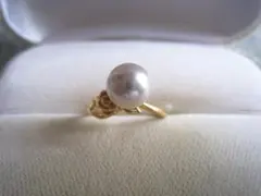 ☆素敵！照り抜群あこや真珠7.2mm k18金イエローゴールド指輪リング 