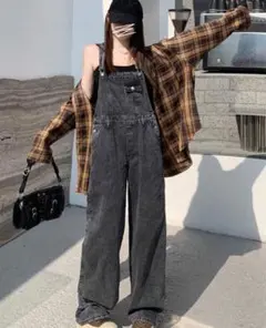 未使用 DAZY ストレートカット デニム ブラック オーバーオール Sサイズ