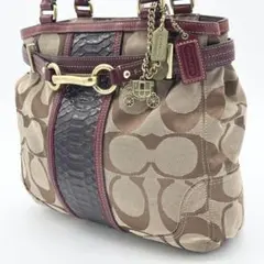 COACH トートバッグ ゴールド金具 馬車金具 パイソン 型押し ホース 
