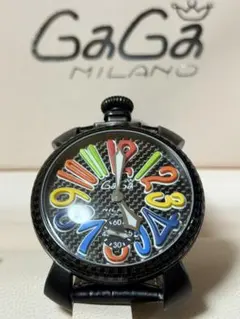 ほぼ未使用 GaGa MILANO マヌアーレ48 裏スケ ブラック シルバー