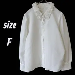 ミッシュマッシュ レディース長袖シャツ (F) M位 白 ブラウス 花 パールのサムネイル