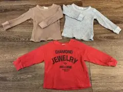 Grin Lab 100cm 3枚セット　長袖カットソー　（赤・グレー・茶）