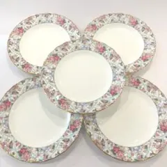 【新品】ノリタケ ウエディングモール 花柄 リボン柄 中皿 21cm 5枚セット