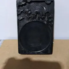 美品】中国名硯 彫刻硯 雲龍彫刻 墨池 錦箱付き 書道用品 古美術