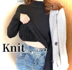 裏起毛ハイネックニットインナーセーター無地ブラック黒裏ボアトップスリブ