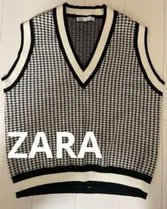 ZARA ハウンドトゥース柄 ニットベスト Sサイズ