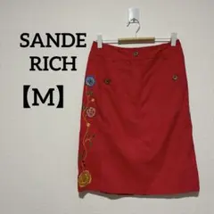 SANDE RICH 赤い花柄刺繍スカート【M】