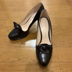 GINZA Kanematsu ポインテッドパンプス ブラック リボン 24cmのサムネイル